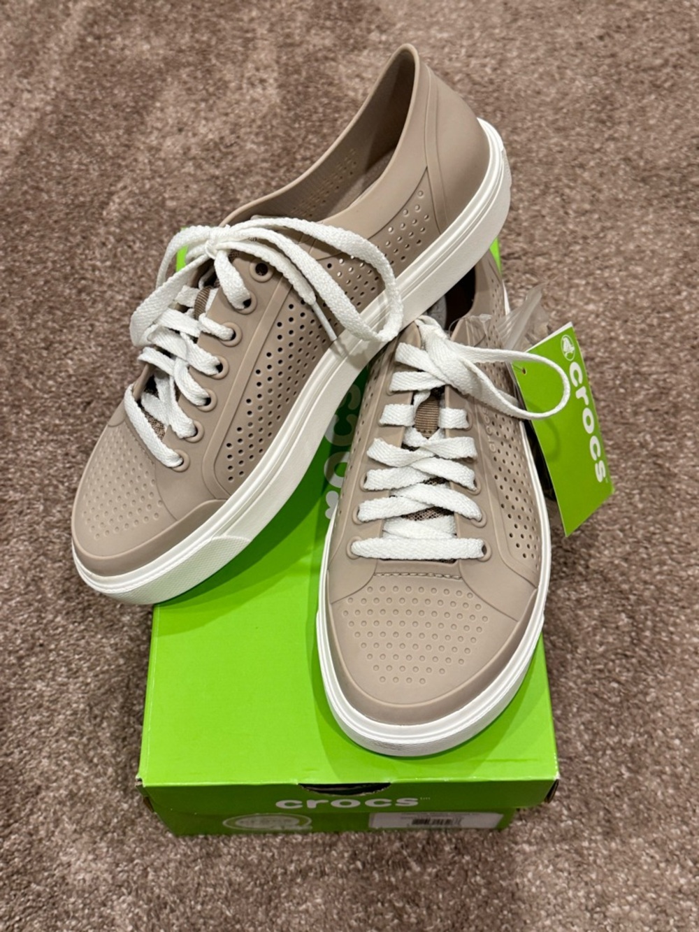 CROCS Citilane Roka Court Sneakers in Cobblestone with White Laces